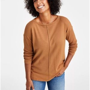 Style & Co 3X Sweater Long Sleeve Stretch Scoop Neck Hi-Low Icy Coffee‎ New $57.